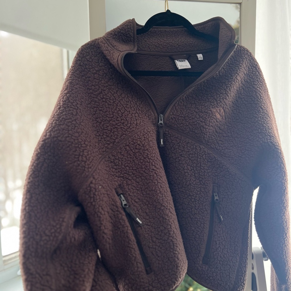 Aritzia Golden Polartec® 200 1/4 Zip Hip Sweater Brown Fleece Jacket